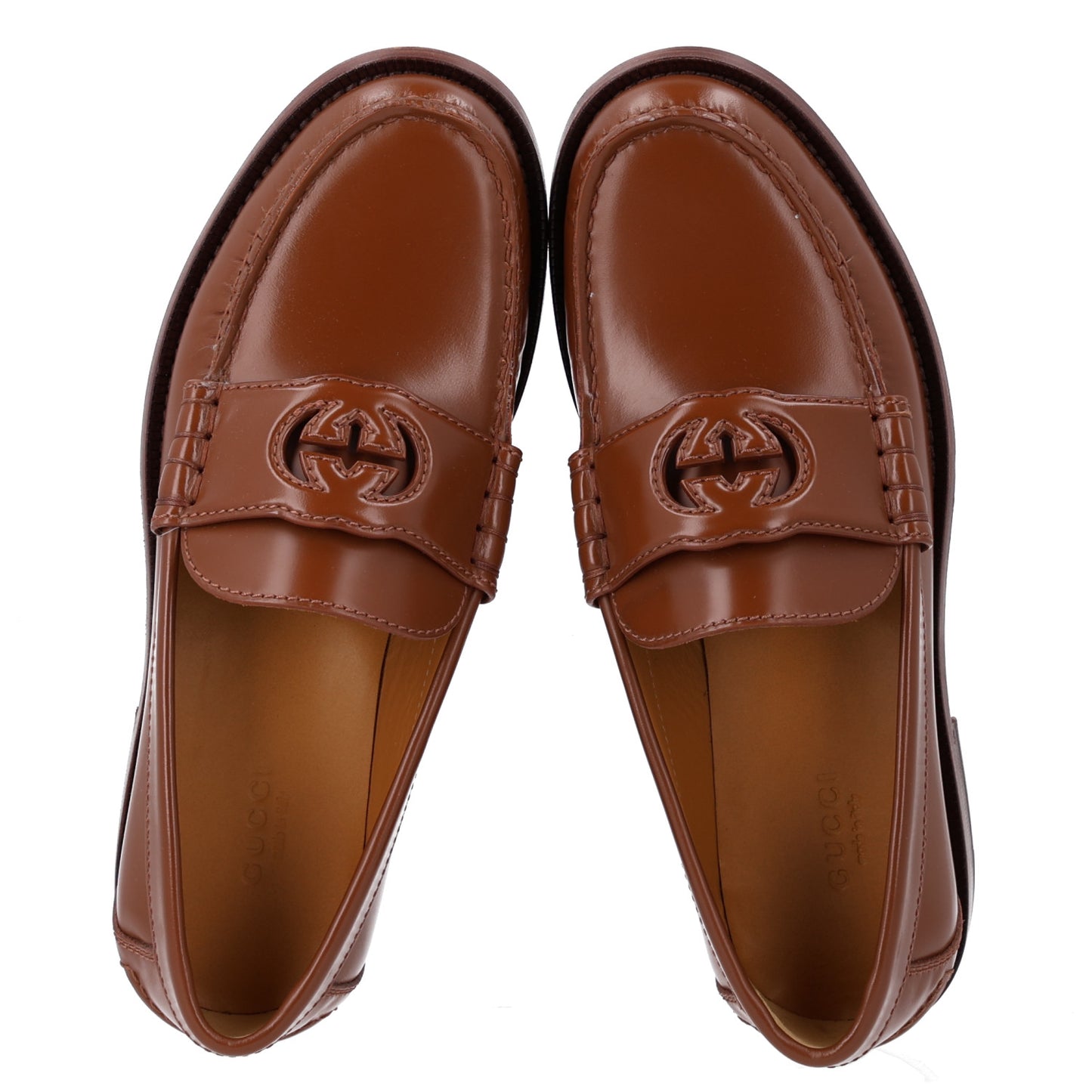 Millennial Ribot Cut Out Interlocking G Loafers 37 Cuir