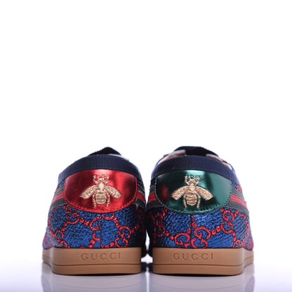 Gucci Lurex Calfskin Web GG Monogram Womens Falacer Sneakers 37 Iridescent Blue Iridescent Red Silver 8 of 11