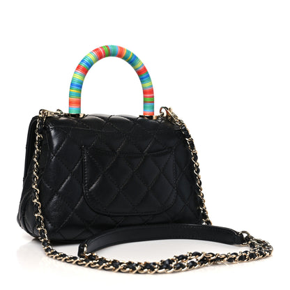 Chanel Goatskin Quilted Rainbow Extra Mini Coco Handle Flap Black 3 of 10