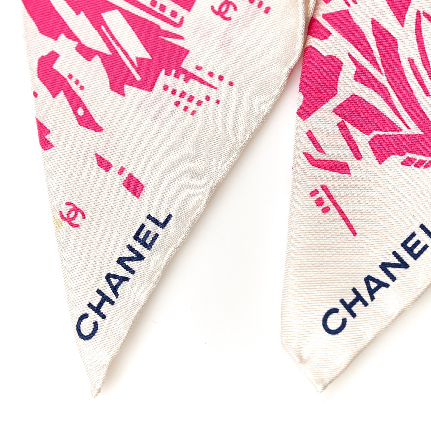 Silk Twill Hair Scarf Pink Ecru