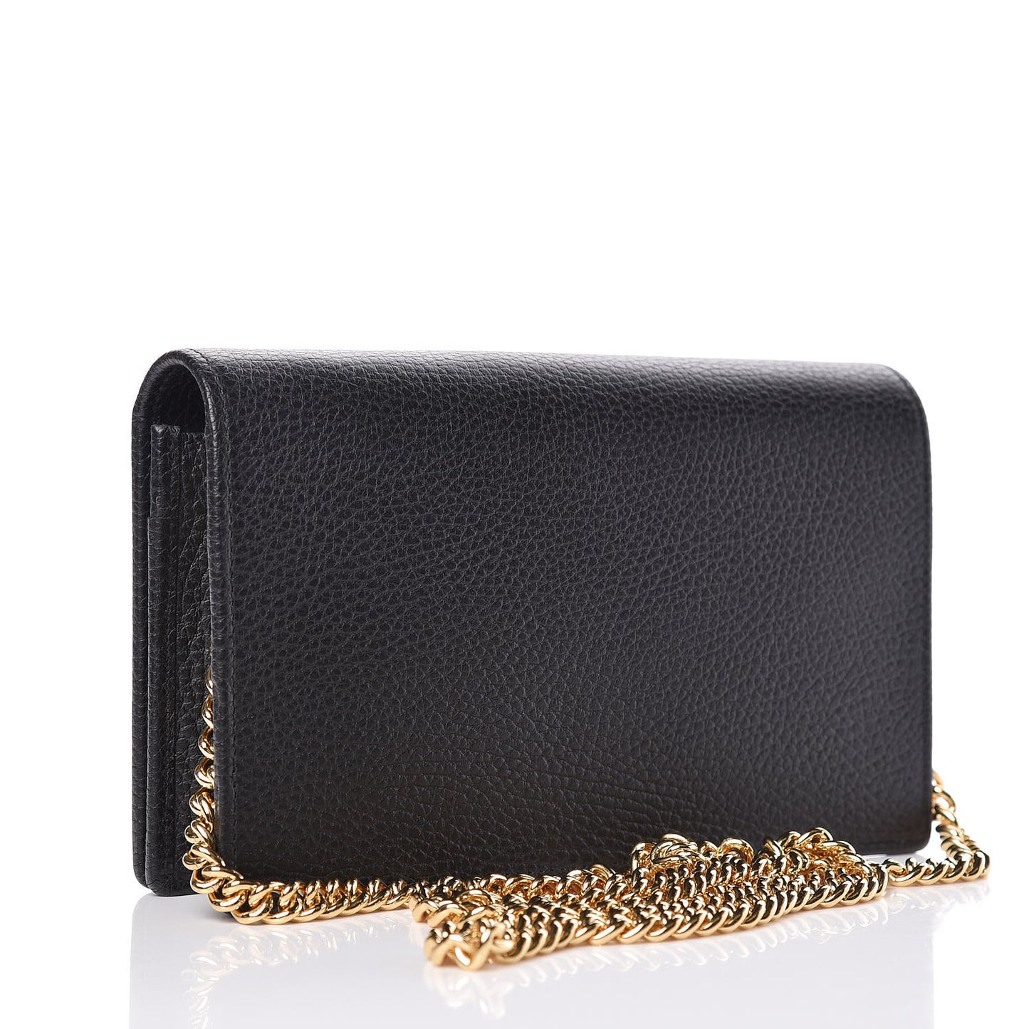 Calfskin Mini GG Marmont Chain Wallet Black