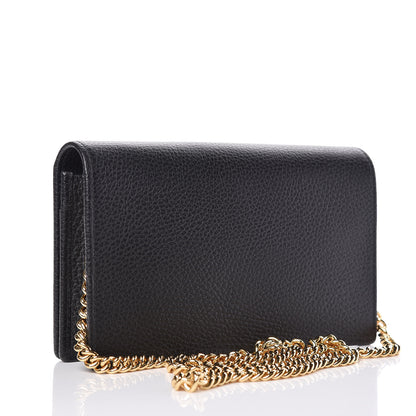 Gucci Calfskin Mini GG Marmont Chain Wallet Black 3 of 9