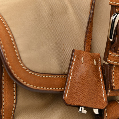 Prada Tessuto Nylon Vitello Foldover Pushlock Satchel Beige 16 of 28