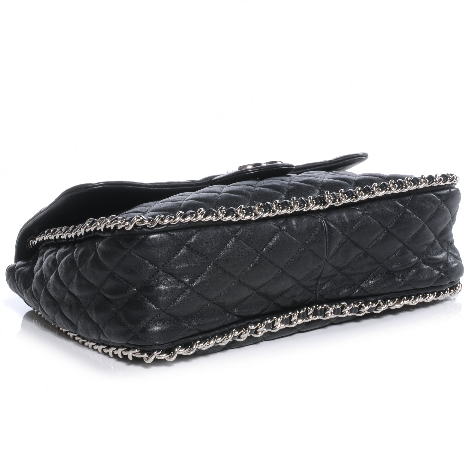 Chanel Washed Lambskin Chain Around Maxi Flap Bag Black 4 of 7