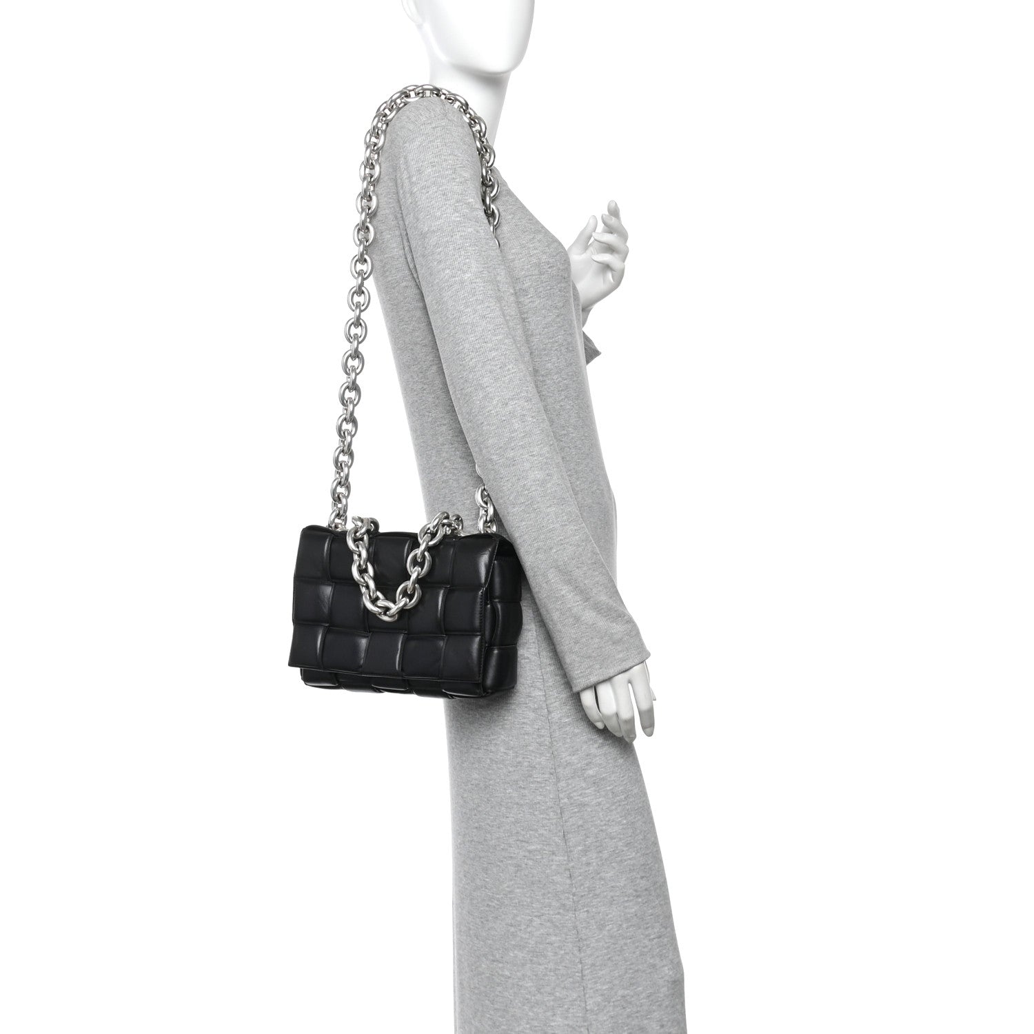 Bottega Veneta Lambskin Maxi Intreccio Padded Chain Cassette Crossbody Bag Black 2 of 9