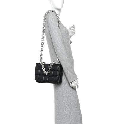 Bottega Veneta Lambskin Maxi Intreccio Padded Chain Cassette Crossbody Bag Black 2 of 9