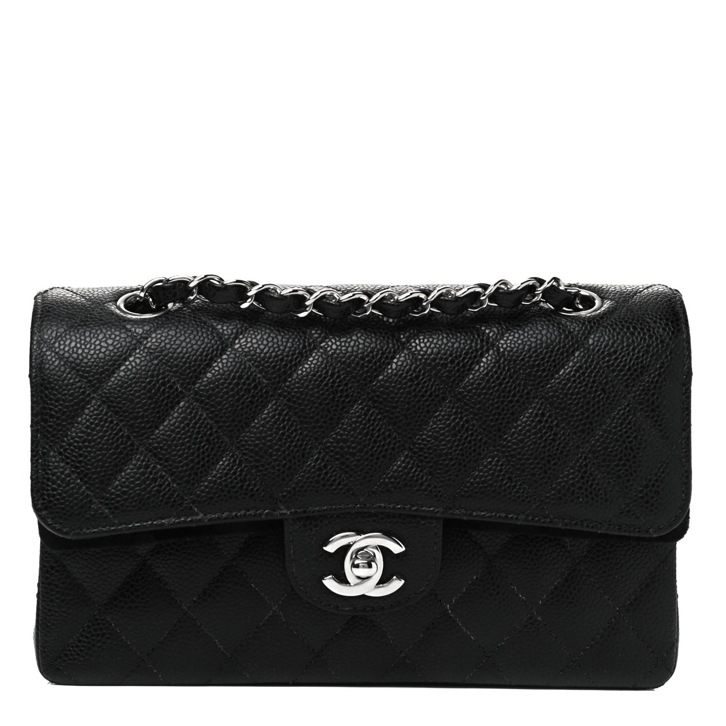 Caviar Quilted Small Double Flap Black