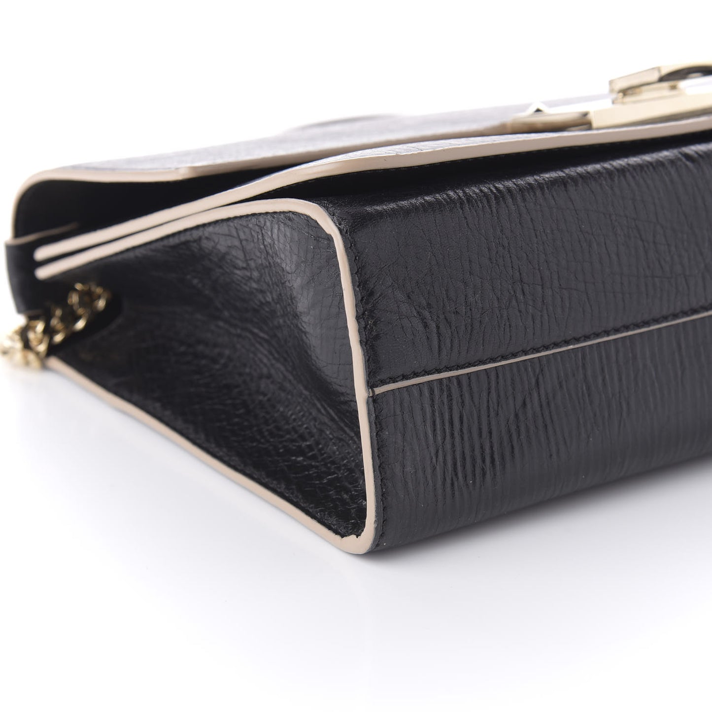 Washed Crinkled Calfskin Rebel Shoulder Bag Black