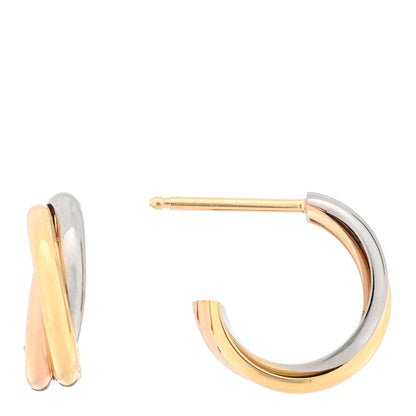 Cartier 18K Pink Yellow White Gold Small Trinity Hoop Earrings 1 of 5