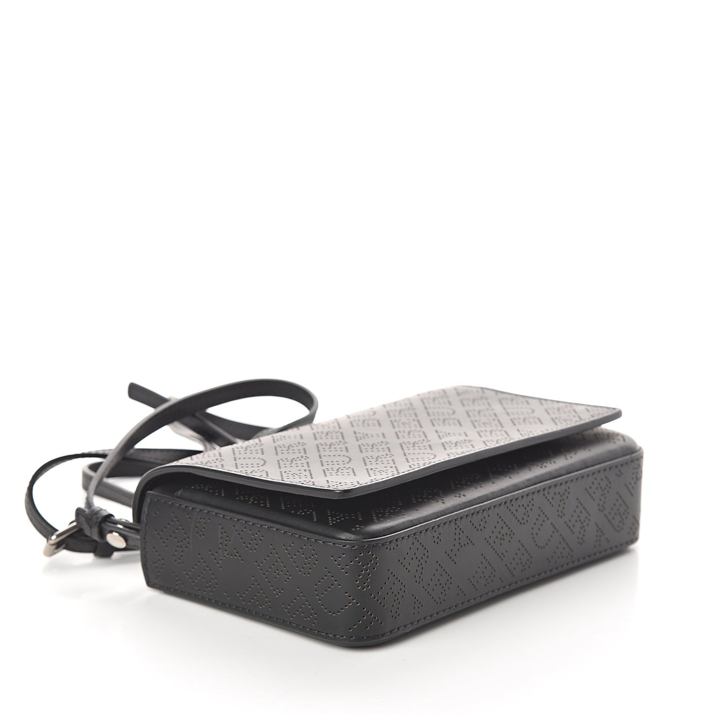 Calfskin Perforated Logo Hampshire Crossbody Black