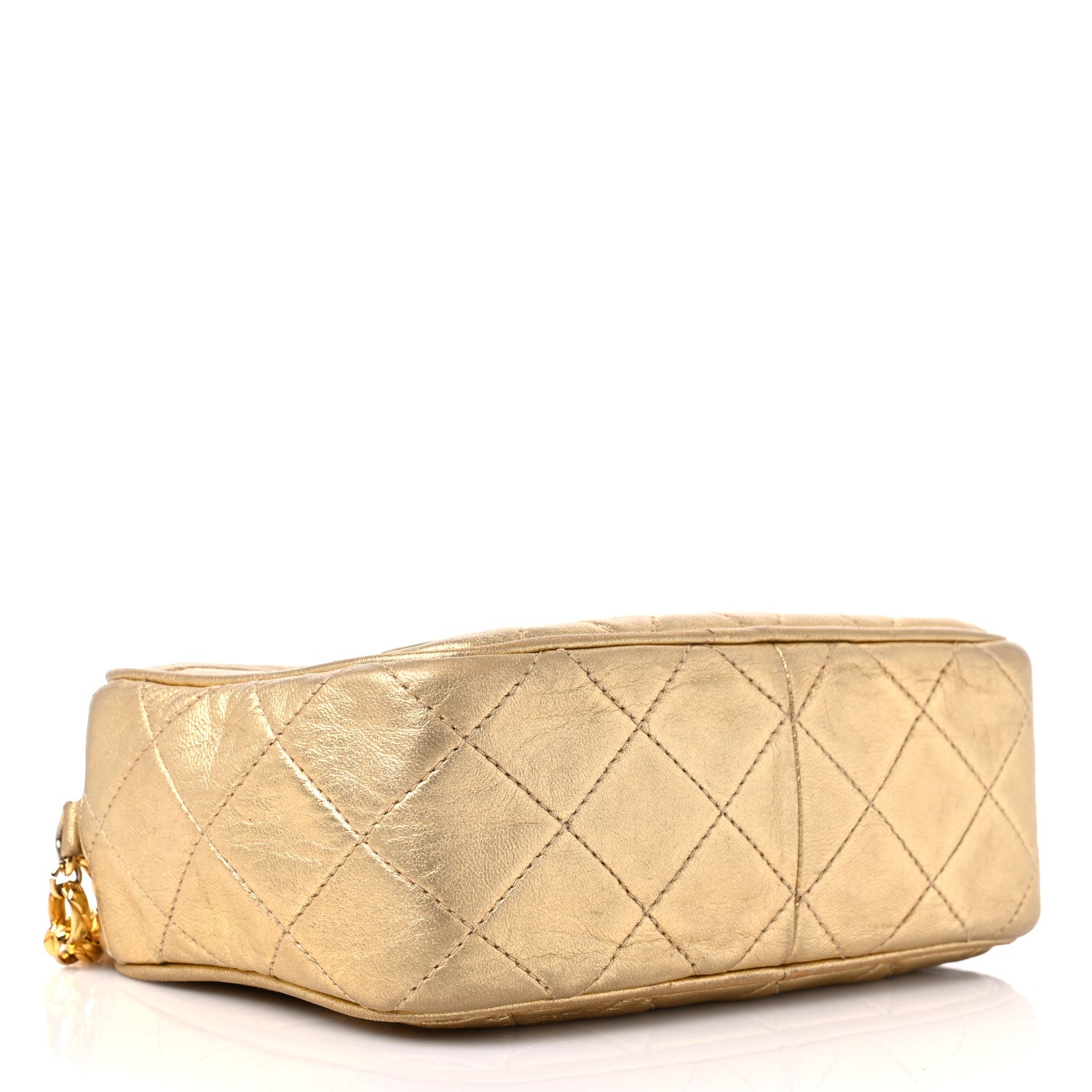 Chanel Metallic Lambskin Quilted Tassel Camera Case Gold 4 of 18