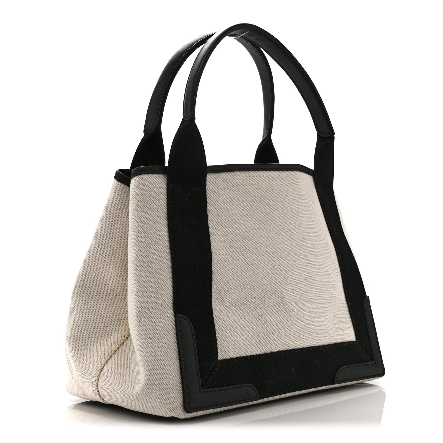 Balenciaga Cotton Canvas Satin Calfskin S Navy Cabas Natural Black 4 of 11