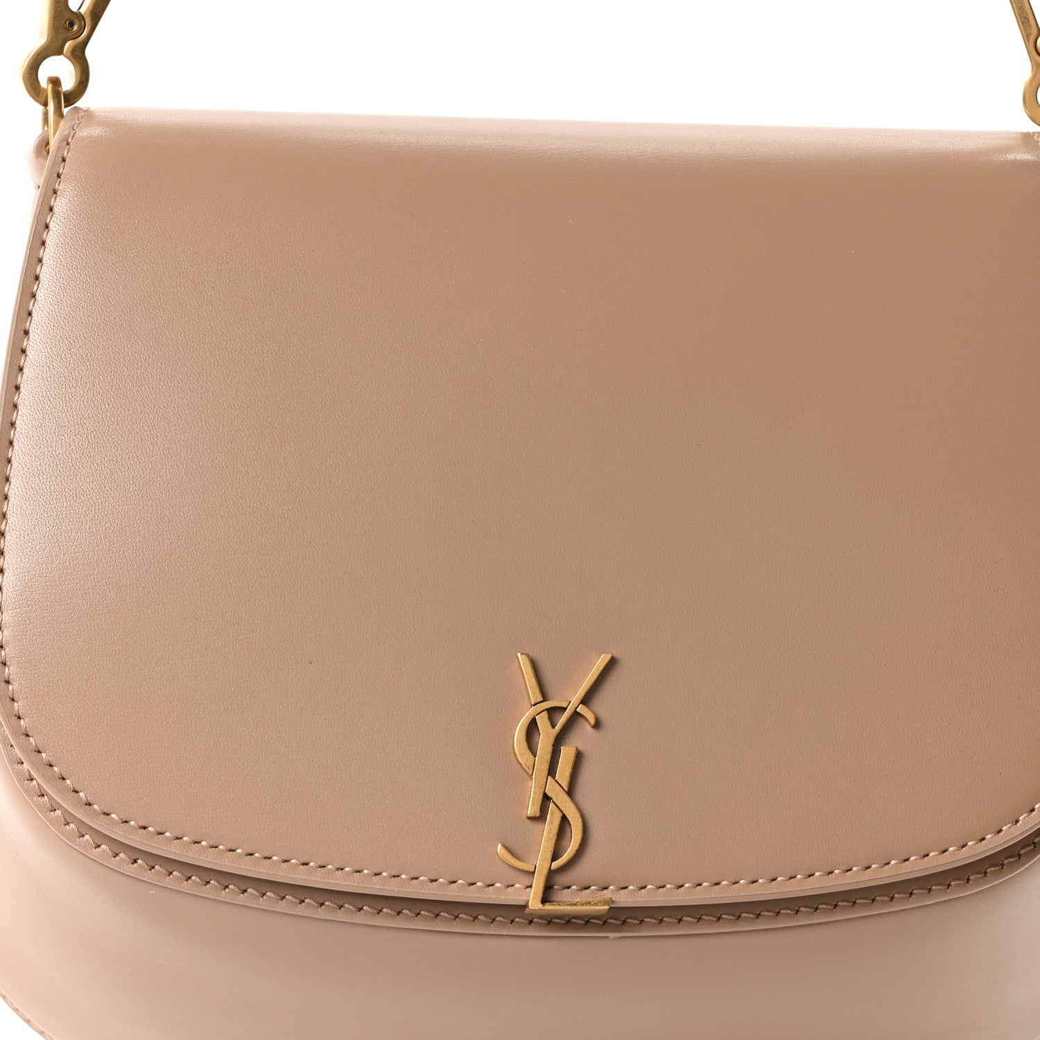 Saint Laurent Box Calfskin Mini Voltaire Top Handle Bag Dark Cork 8 of 10