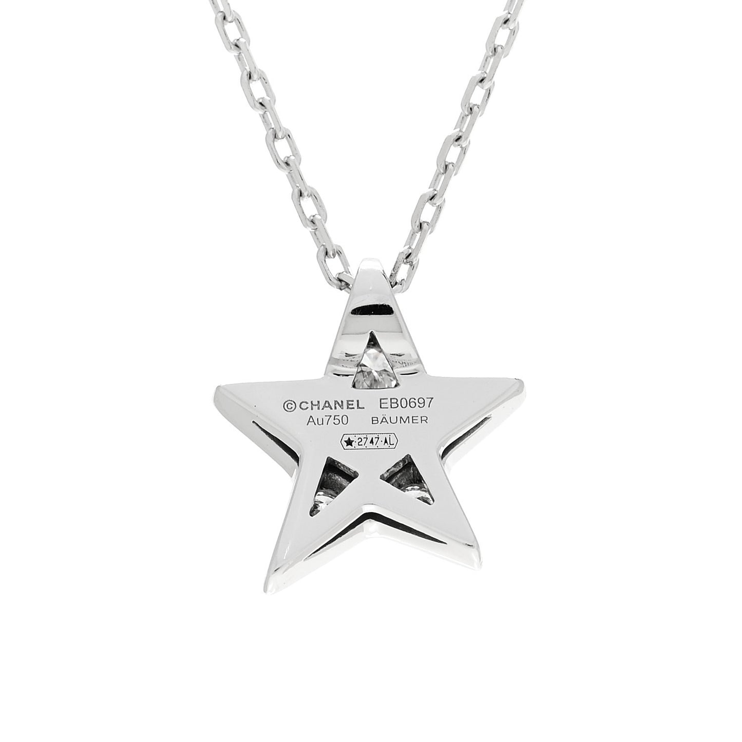 18K White Gold Diamond Small Comete Geode Pendant Necklace