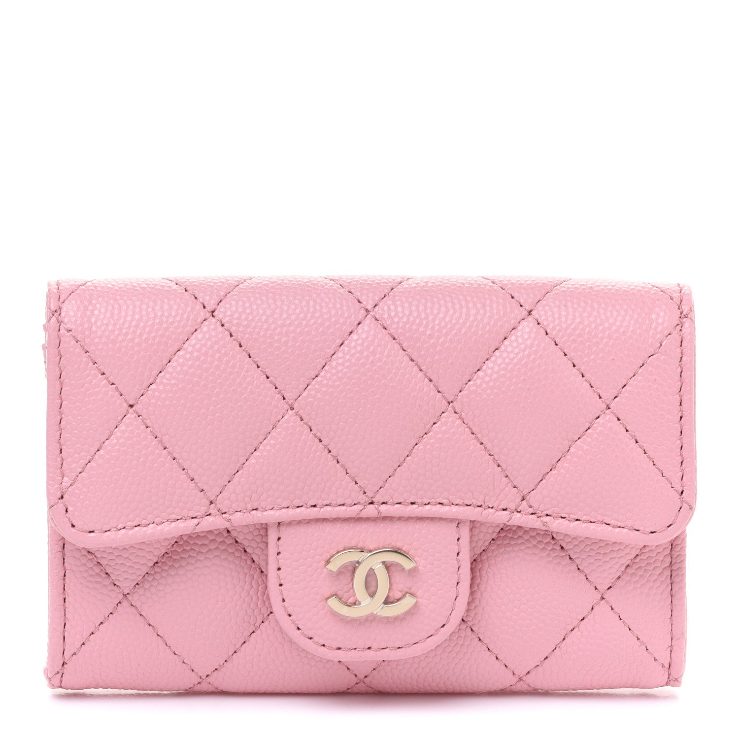 Chanel Caviar Quilted Flap Card Holder Wallet Light Pink 1 of 9