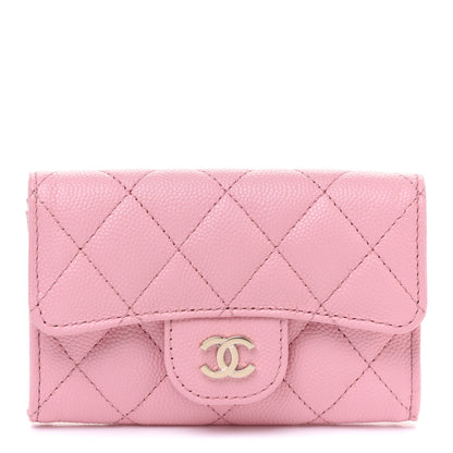 Chanel Caviar Quilted Flap Card Holder Wallet Light Pink 1 of 9