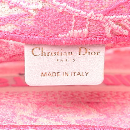 Christian Dior Transparent Canvas Embroidered Small Toile De Jouy Reverse Book Tote Fluorescent Pink 6 of 13