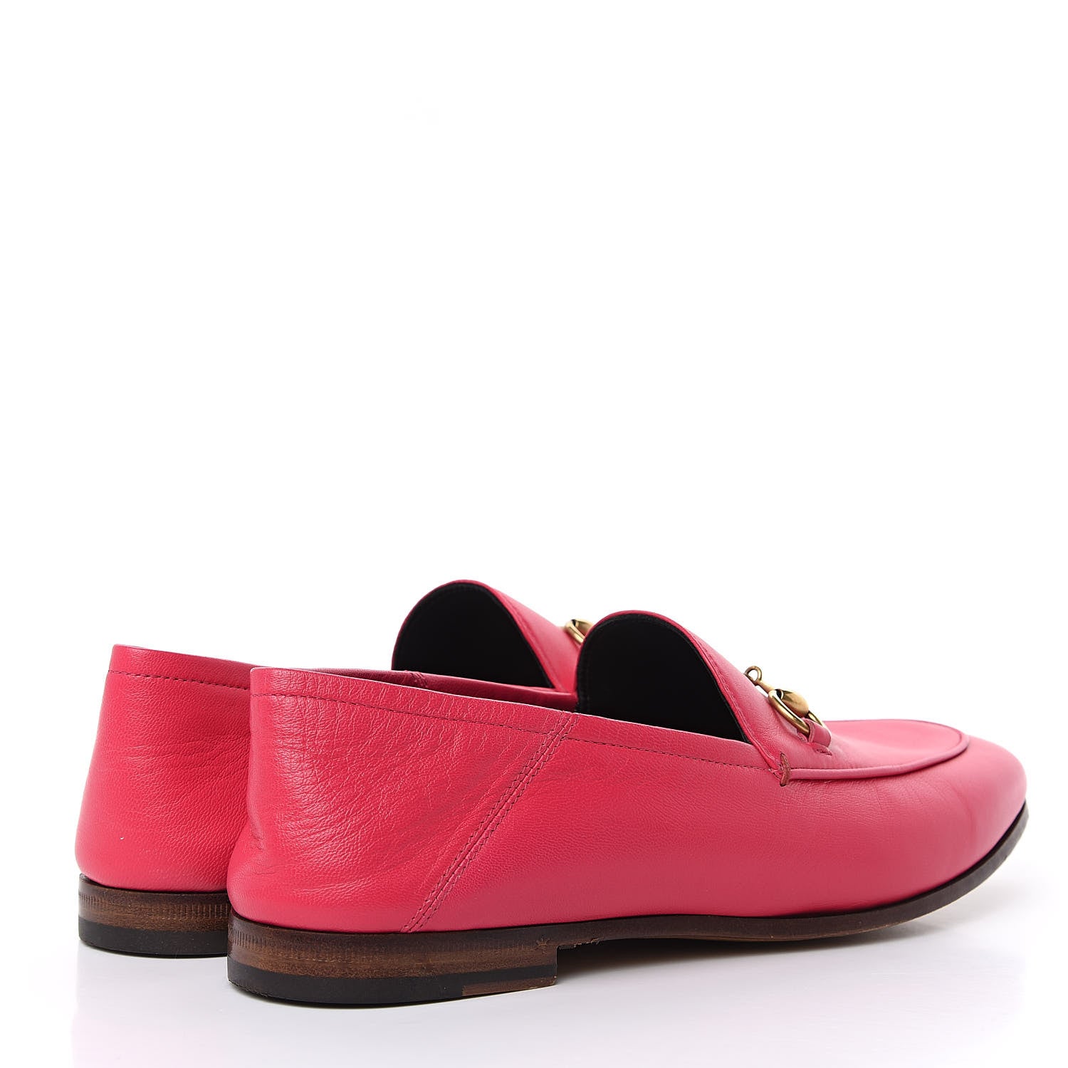 Gucci Lambskin Womens Brixton Horsebit Loafers 37.5 Hot Pink 4 of 10