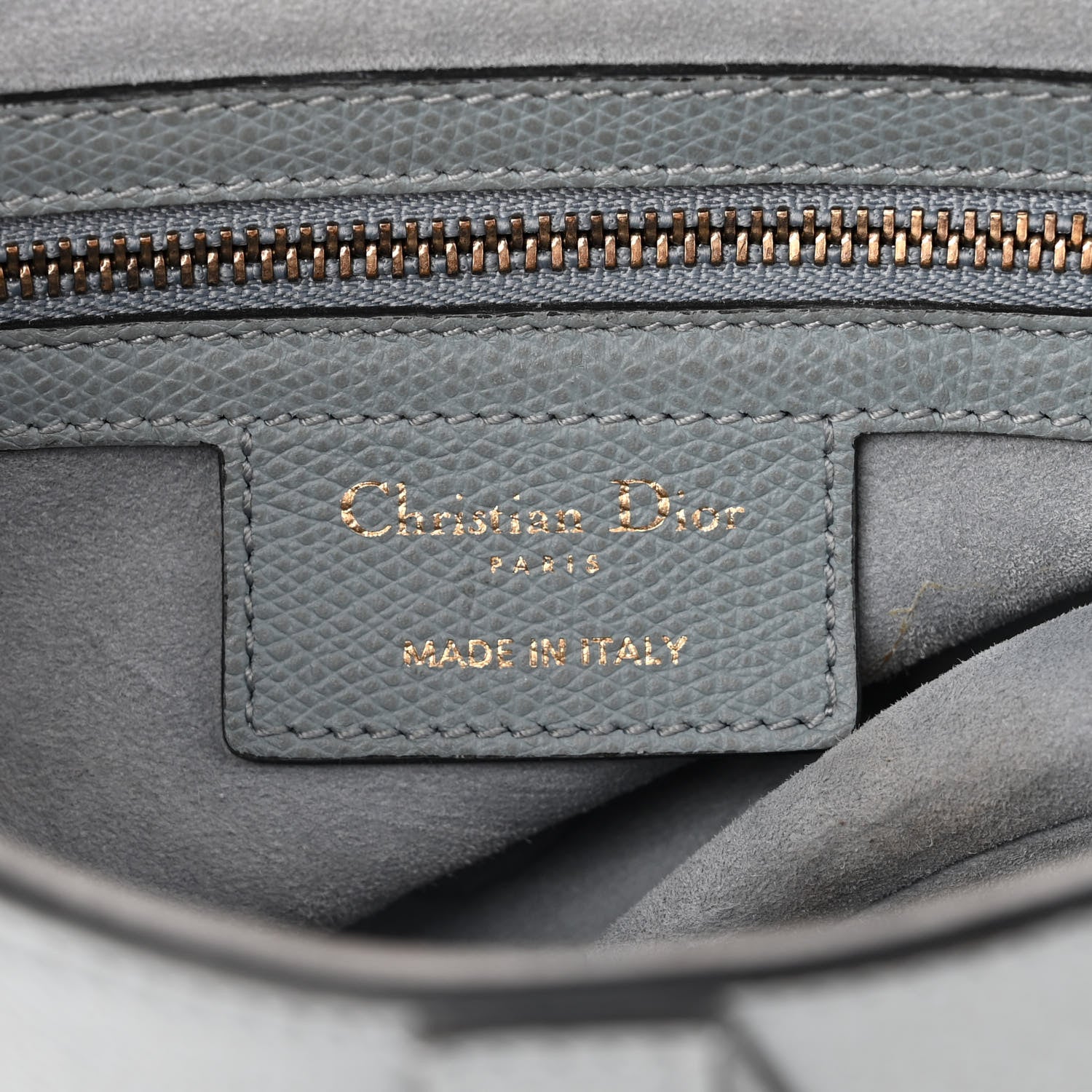 Christian Dior Grained Calfskin Saddle Bag Grey Stone 6 of 15