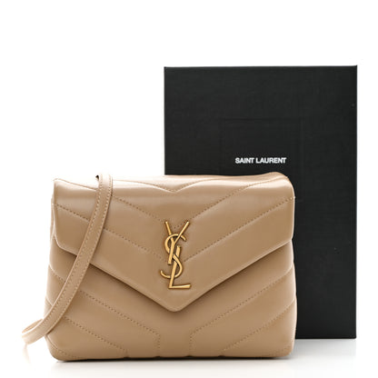 Saint Laurent Calfskin Y Quilted Monogram Toy Loulou Crossbody Bag Latte 12 of 12