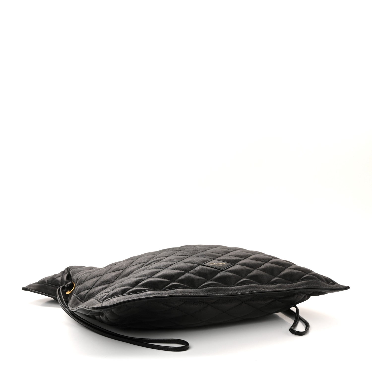 Saint Laurent Lambskin Quilted Pochon Drawstring Tote Bag Black 4 of 9