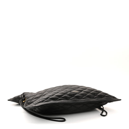 Saint Laurent Lambskin Quilted Pochon Drawstring Tote Bag Black 4 of 9