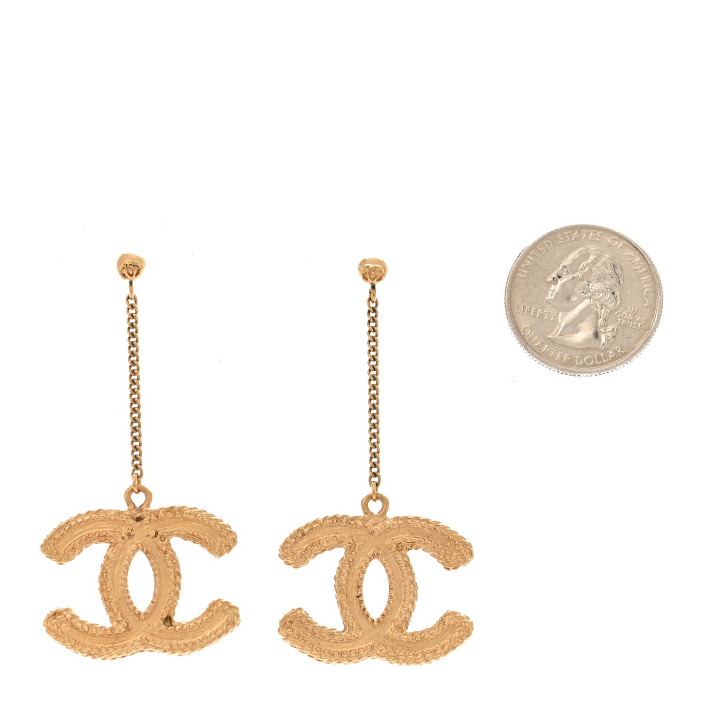 CC Drop Earrings Matte Gold