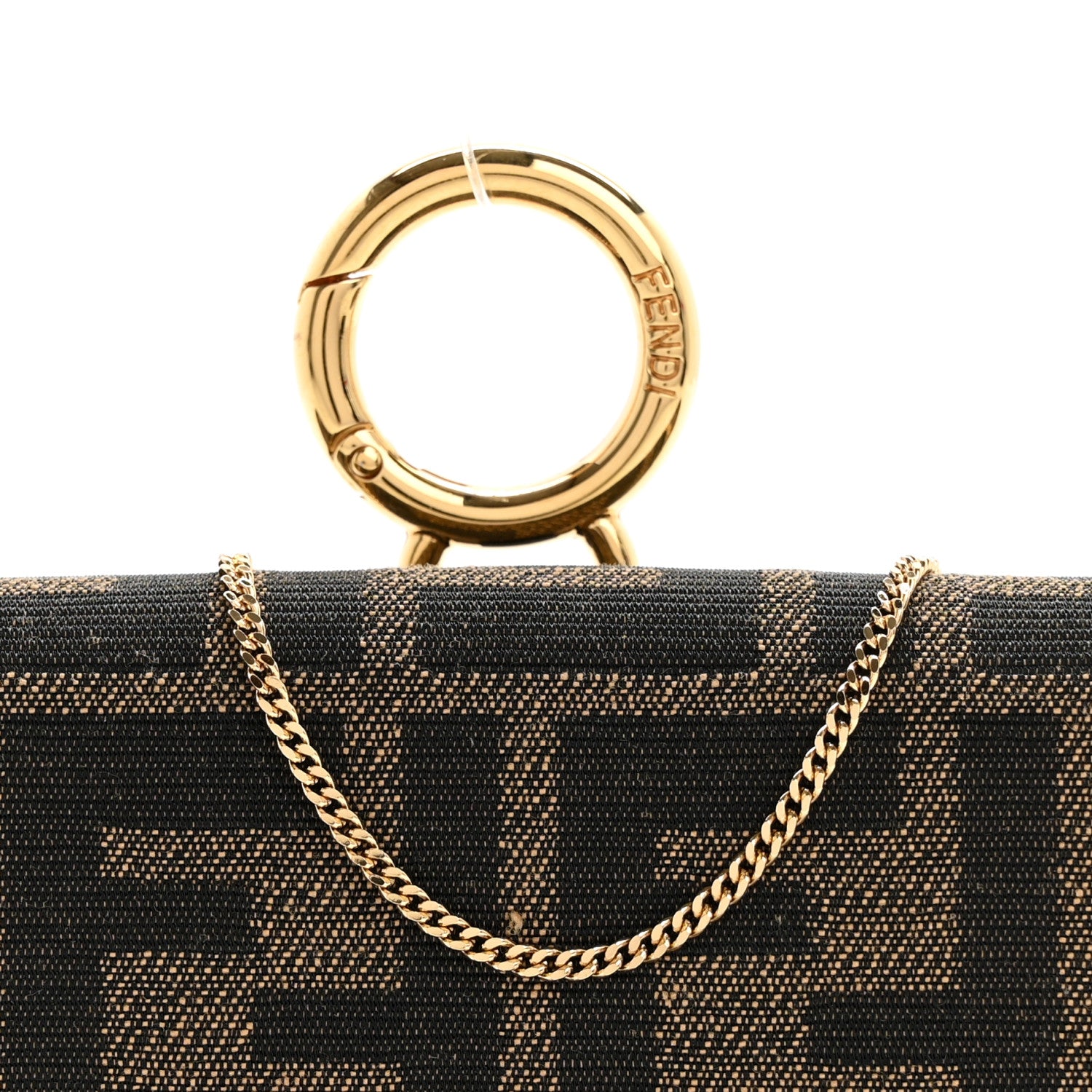 Fendi Fabric Jacquard FF 1974 Nano Baguette Charm Tobacco Moro Black 7 of 13