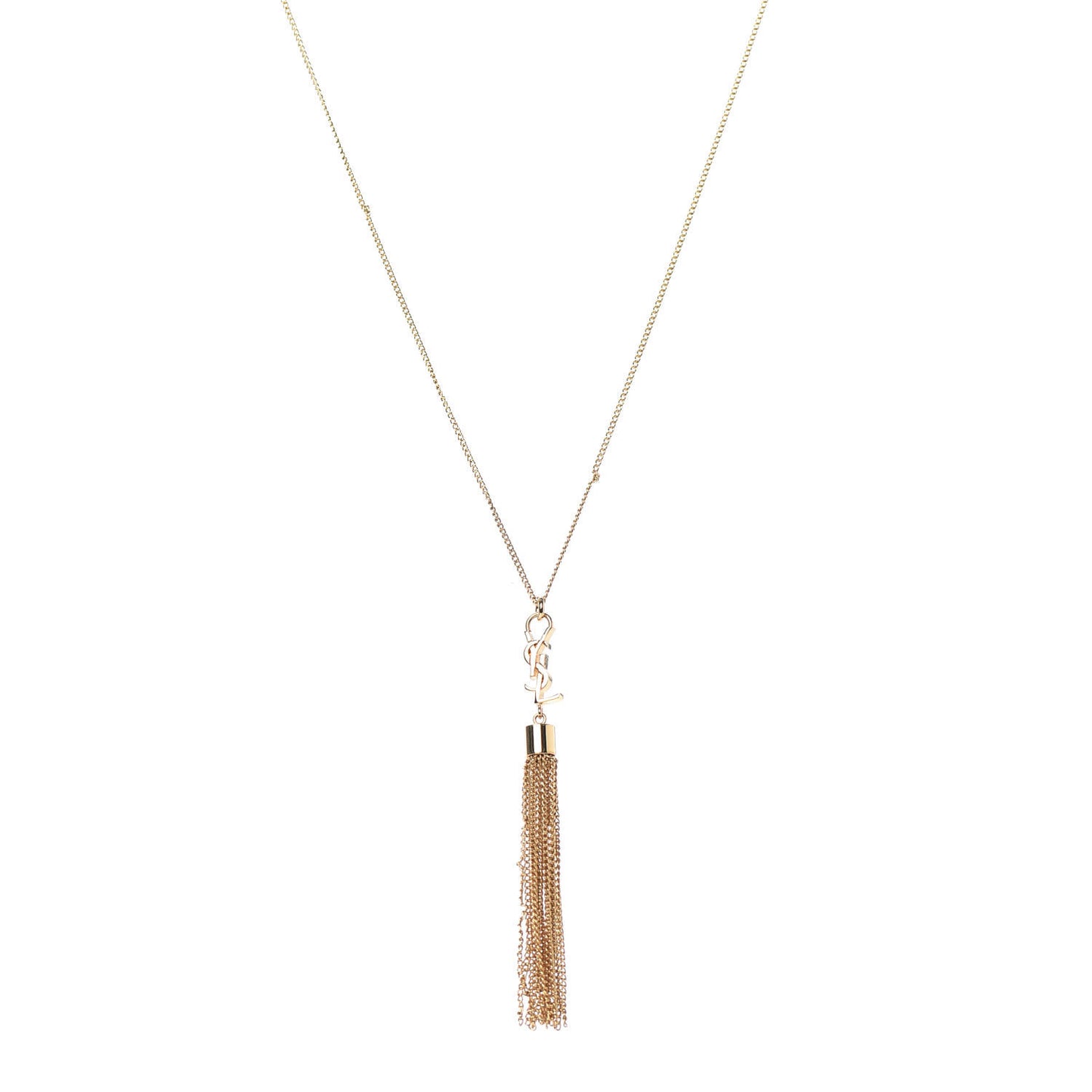 Brass Monogram Tassel Necklace Gold