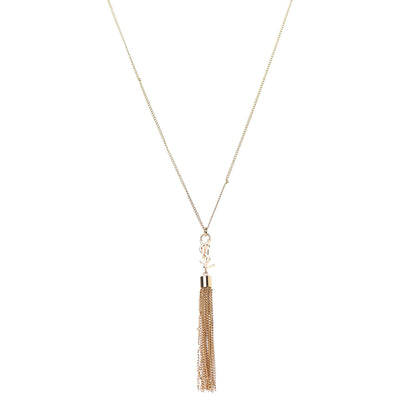 Saint Laurent Brass Monogram Tassel Necklace Gold 1 of 5