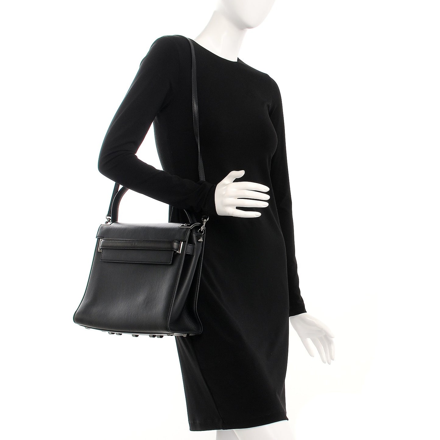 Calfskin Medium My Rockstud Frame Bag Black