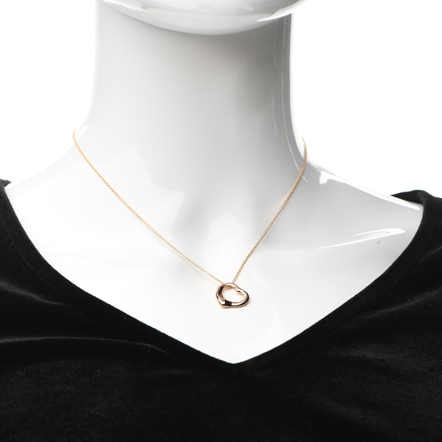 18K Rose Gold 16mm Elsa Peretti Open Heart Pendant Necklace