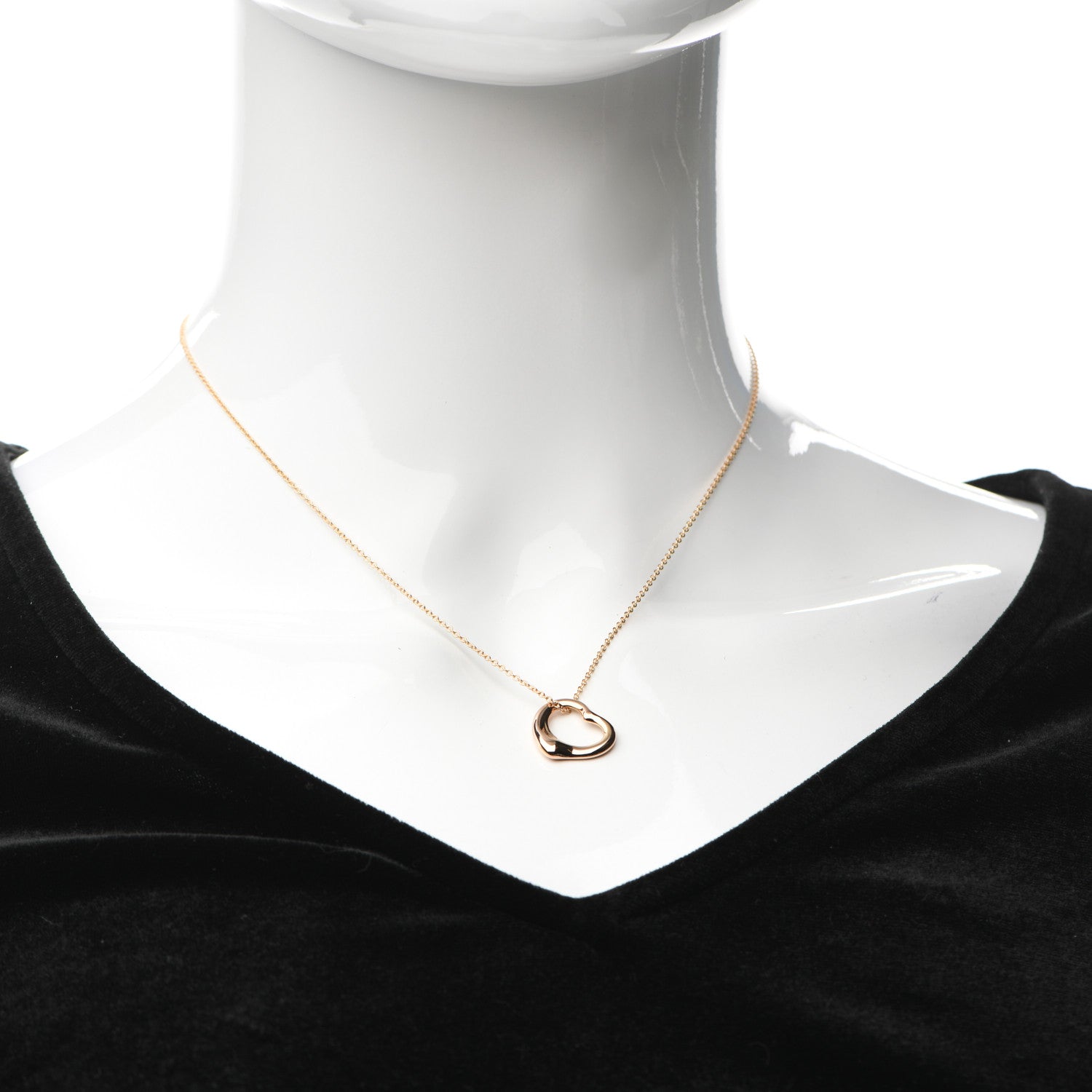 Tiffany 18K Rose Gold 16mm Elsa Peretti Open Heart Pendant Necklace 2 of 9