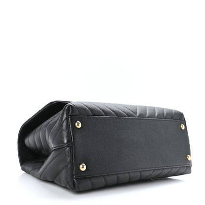 Chanel Caviar Chevron Quilted Small Coco Handle Flap Black 4 of 10