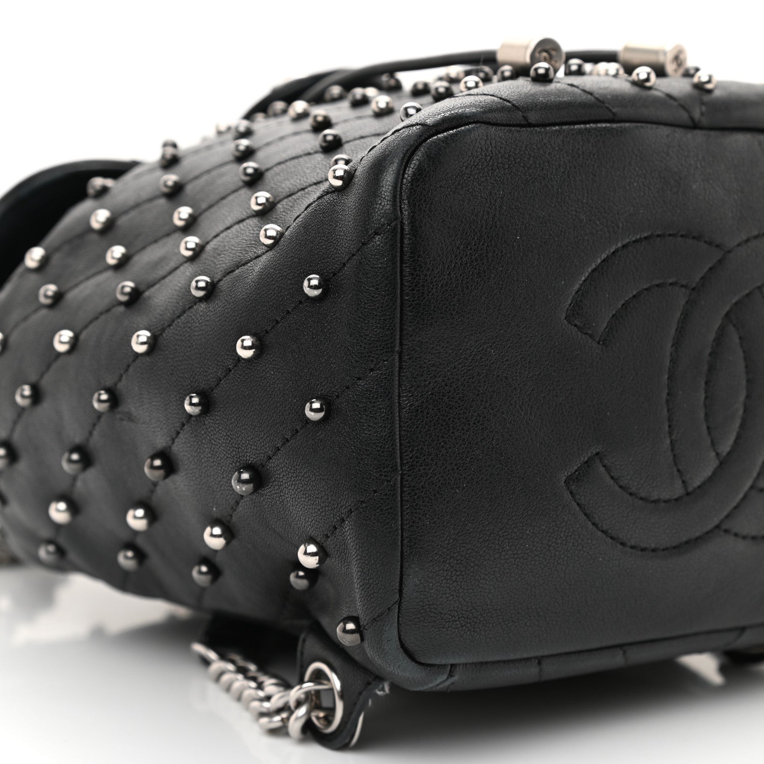 Chanel Lambskin Chevron Quilted Studded Stud Wars Backpack Black 8 of 10