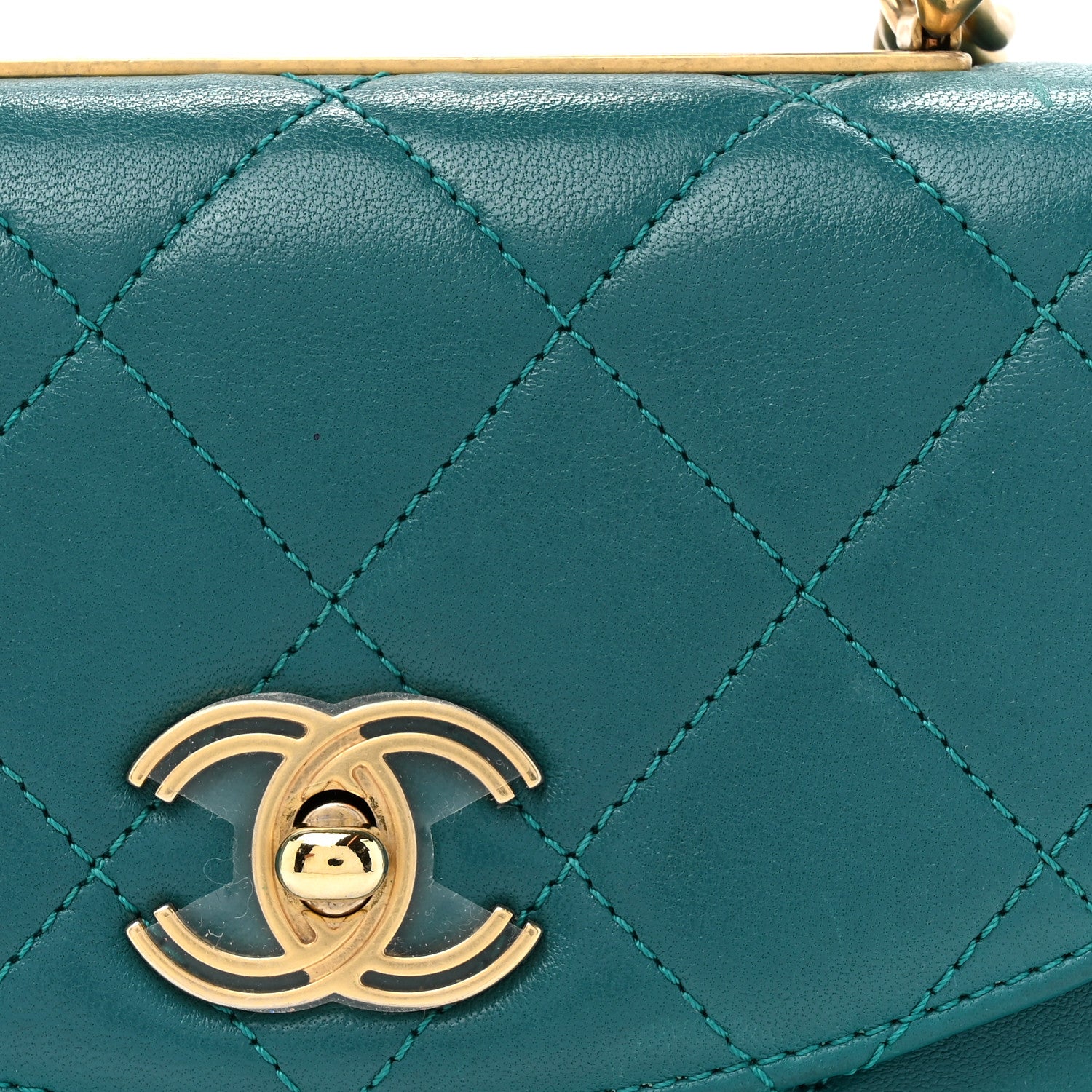 Chanel Lambskin Quilted Small Trendy Spirit Top Handle Bag Green 9 of 14