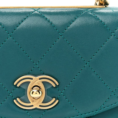 Chanel Lambskin Quilted Small Trendy Spirit Top Handle Bag Green 9 of 14