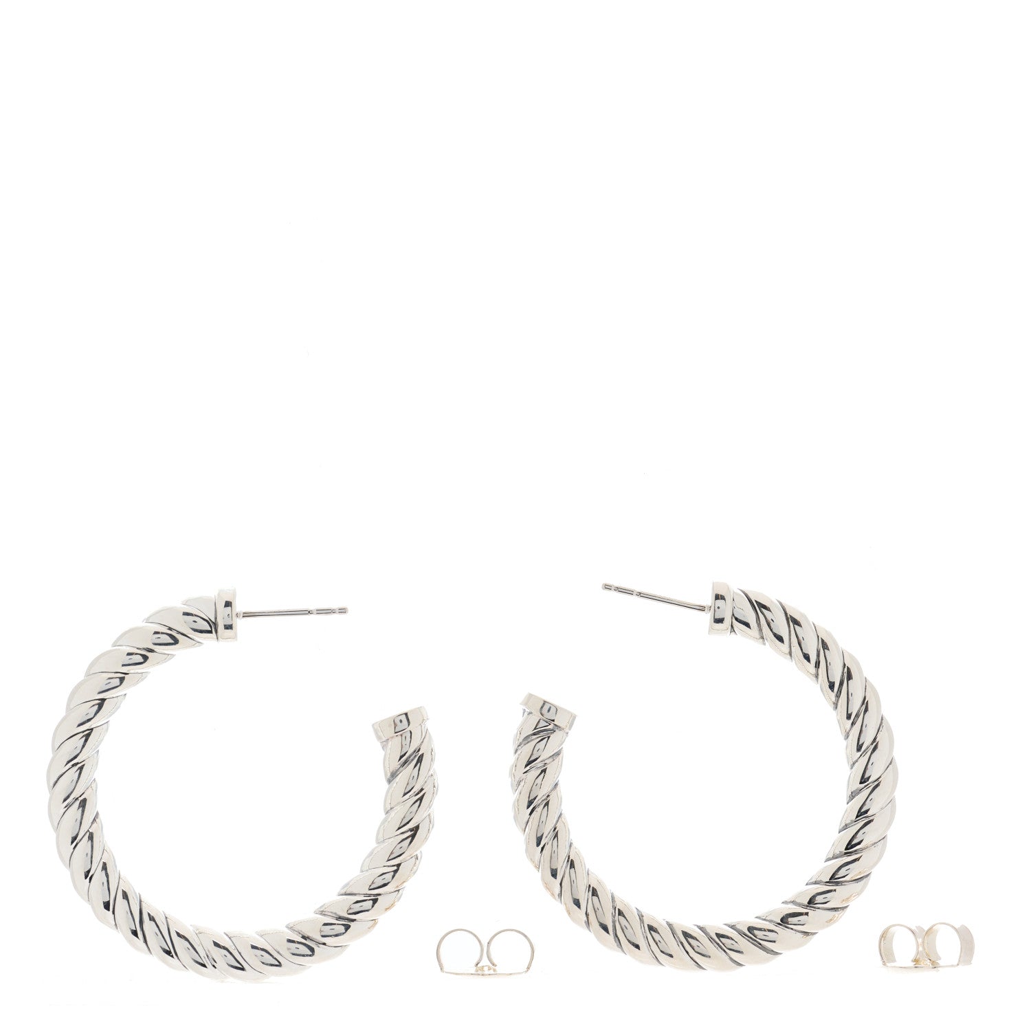 David Yurman Sterling Silver Small Sculpted Cable Hoop Earrings 2 of 3