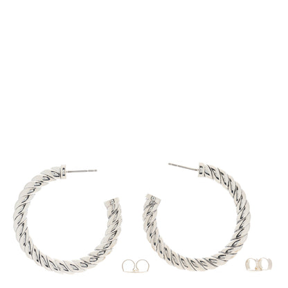 David Yurman Sterling Silver Small Sculpted Cable Hoop Earrings 2 of 3