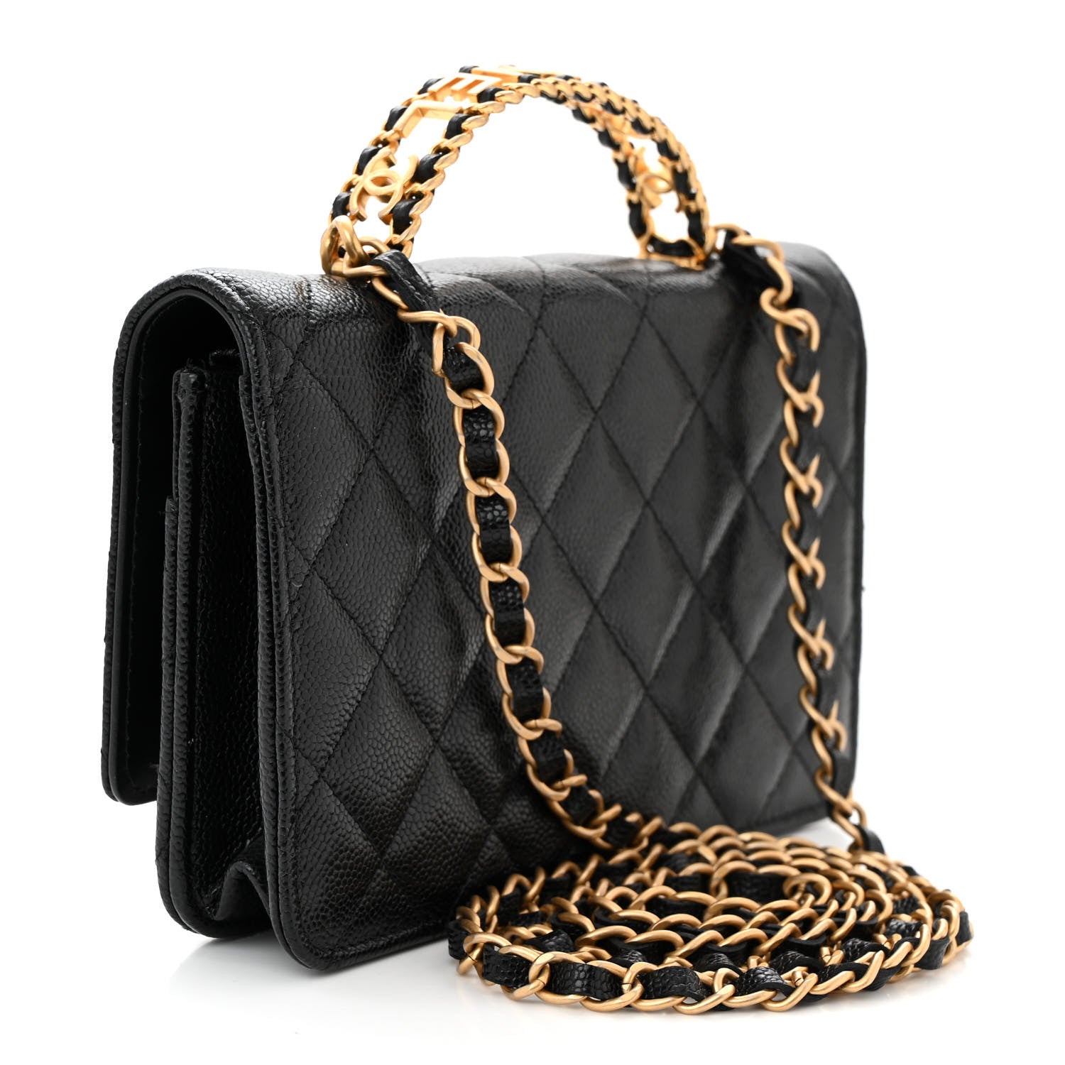 Chanel Shiny Caviar Quilted Pick Me Up Wallet On Chain WOC Black 3 of 12
