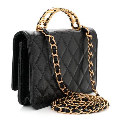 Chanel Shiny Caviar Quilted Pick Me Up Wallet On Chain WOC Black 3 of 12