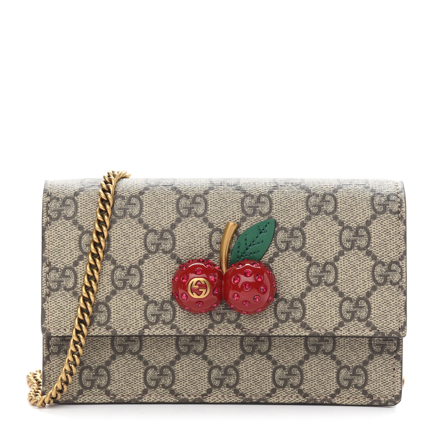 GG Supreme Monogram Mini Cherry Chain Bag