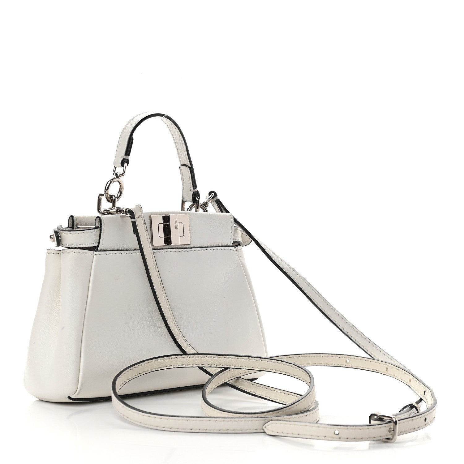 Fendi Shiny Nappa Micro Peekaboo Iconic Satchel White 2 of 11