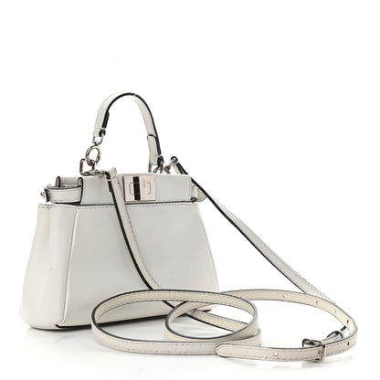 Fendi Shiny Nappa Micro Peekaboo Iconic Satchel White 2 of 11