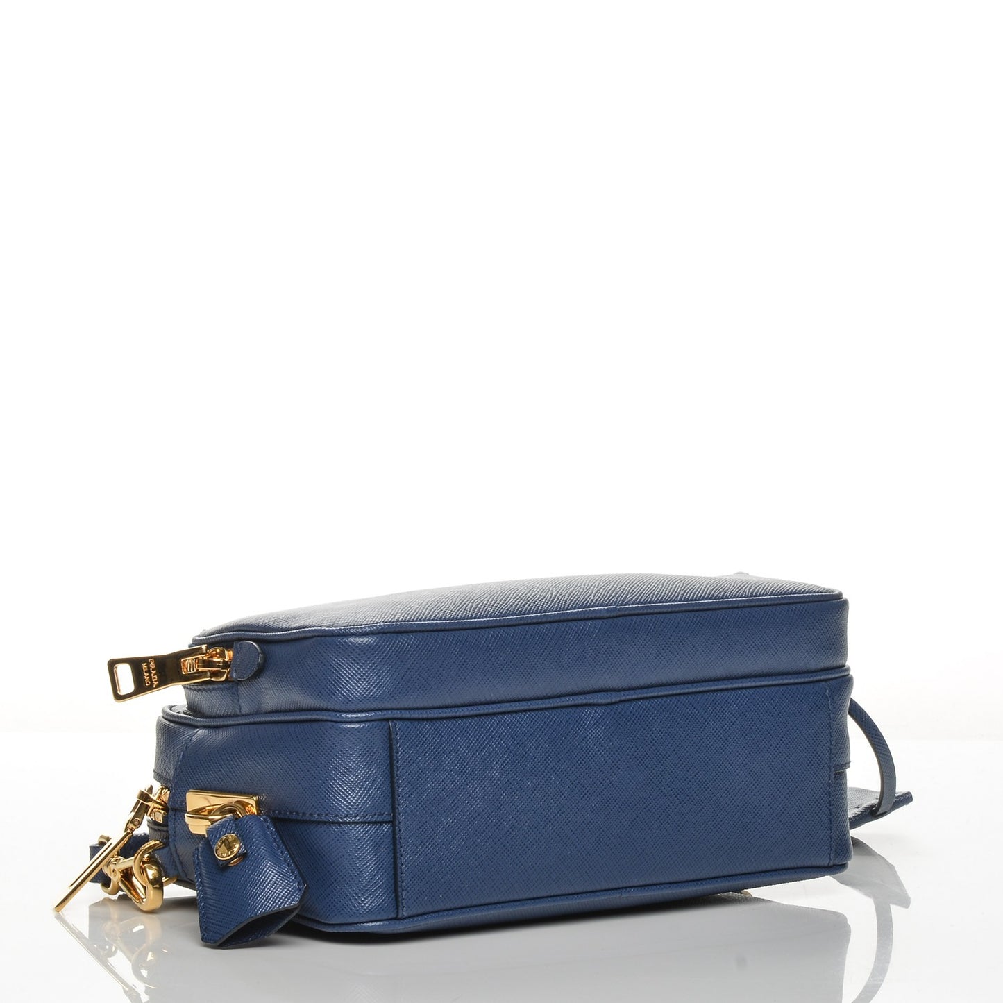 Saffiano Lux Double Zip Crossbody Bag Bleuette