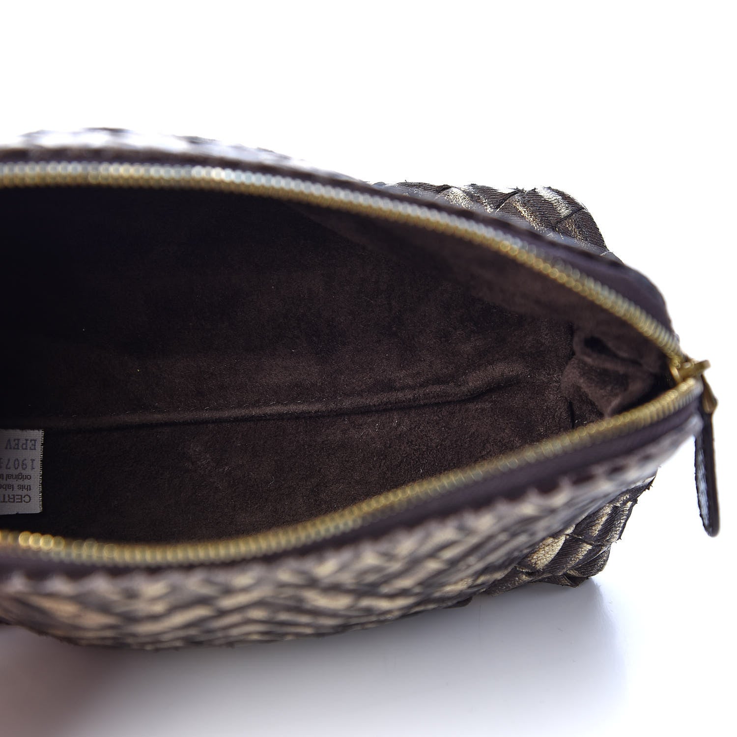 Bottega Veneta Metallic Bisanzio Intrecciato Ayers Cosmetic Case Brown 5 of 7