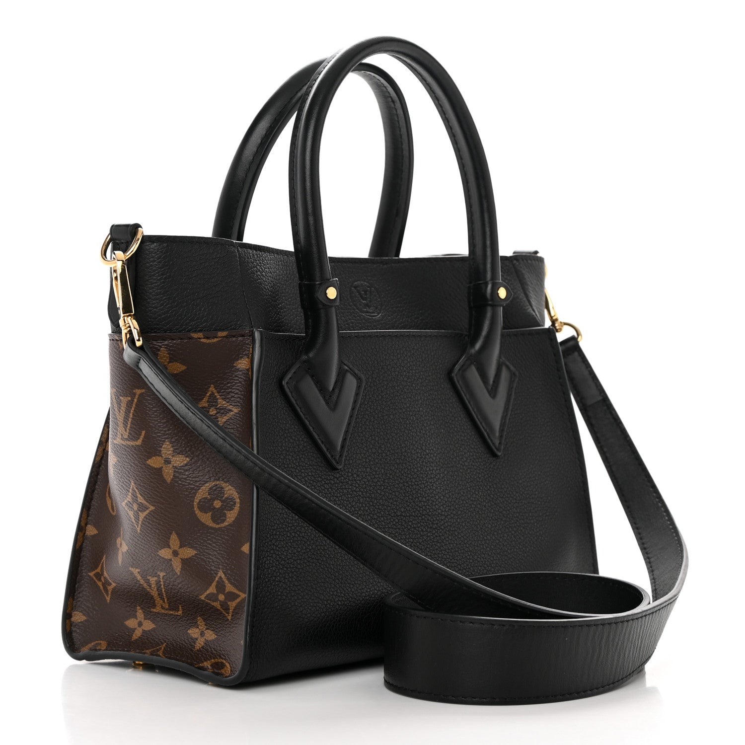 Louis Vuitton Calfskin Monogram On My Side PM Black 3 of 9