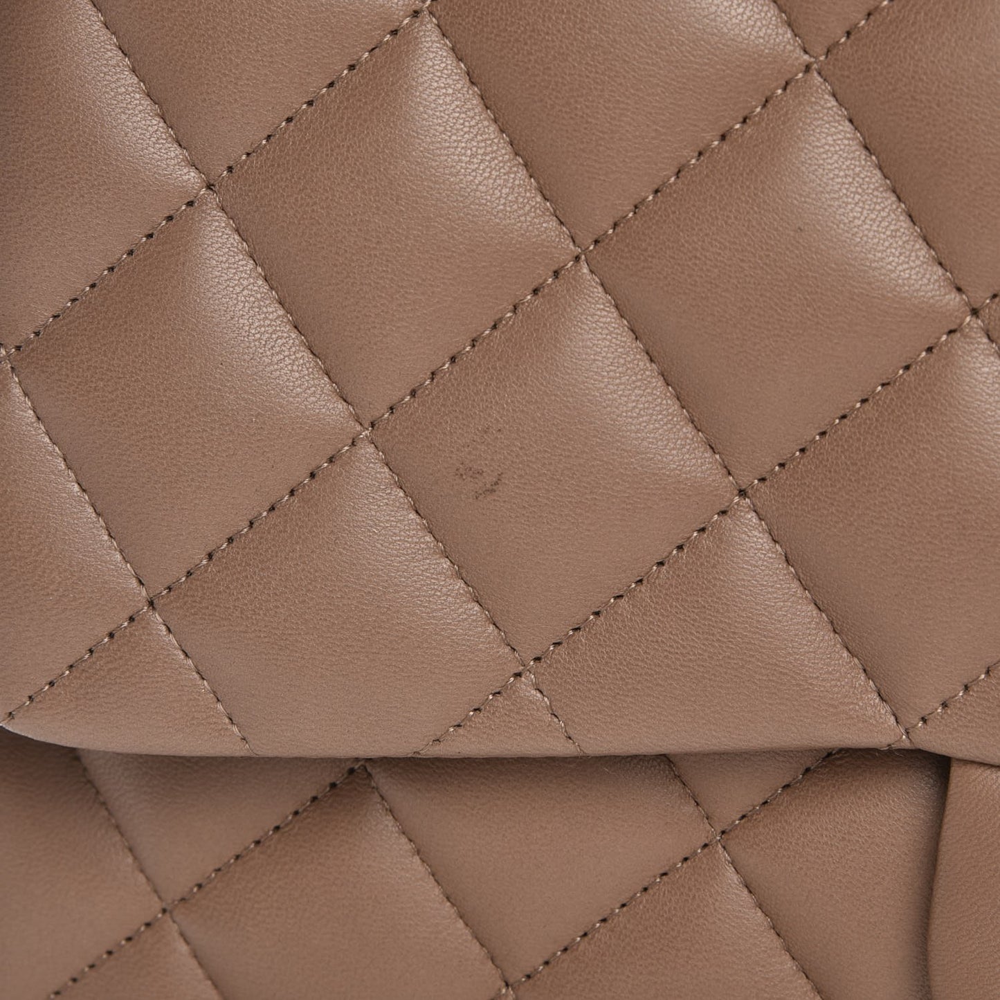 Lambskin Quilted Jumbo Single Flap Beige