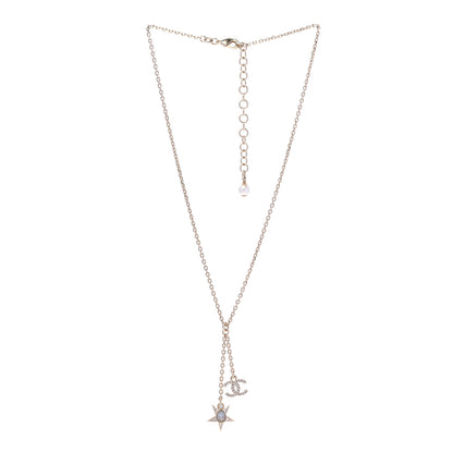 Chanel Crystal CC Star Necklace Gold Pink Blue 3 of 6