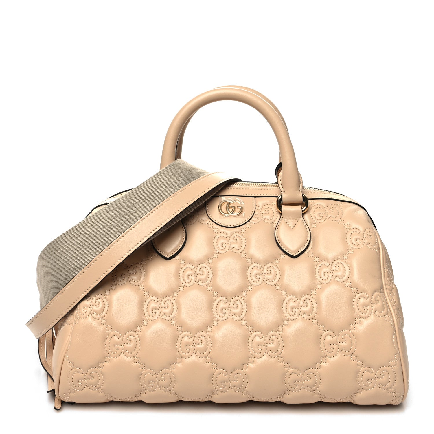 Gucci Calfskin GG Matelasse Medium Bowler Bag Naturale 1 of 10